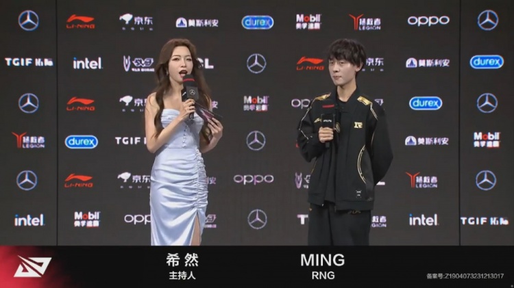 RNG赛后采访：Ming表示对自己的表现不是很满意，希望自己越打越好